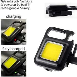 Multifunction Portable Mini Cob Led Keychain Light, Usb Rechargeable
