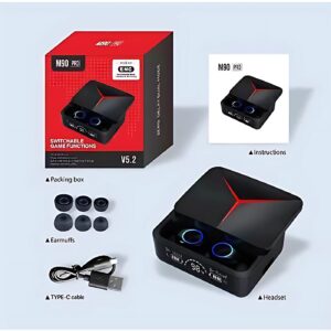 M90 Pro Tws Earphones True Wireless Earbuds Noise Cancelling Led Display Gaming Headset Stereo Earbud