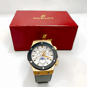 Hublot Classic Fusion Aerofusion MoonPhase Grey Strap (Golden Dial)