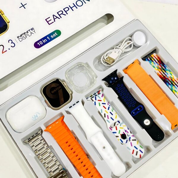 I20 Ultra Max Suit Smart Watch 10 In 1 Box 2.3 inch Large Screen With 7 Strips Smartwatch With Airpords2 (random Color) - Image 5