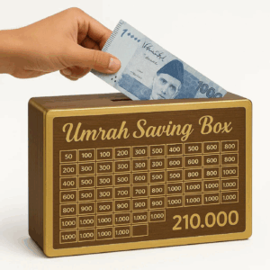 Umrah Saving Box – Box For Umrah Saving | Umrah Saving Box – Best Quality Umrah Saving Box – Umrah Saving Box Dark Brown, Wooden Money Box For Umrah – 210,000