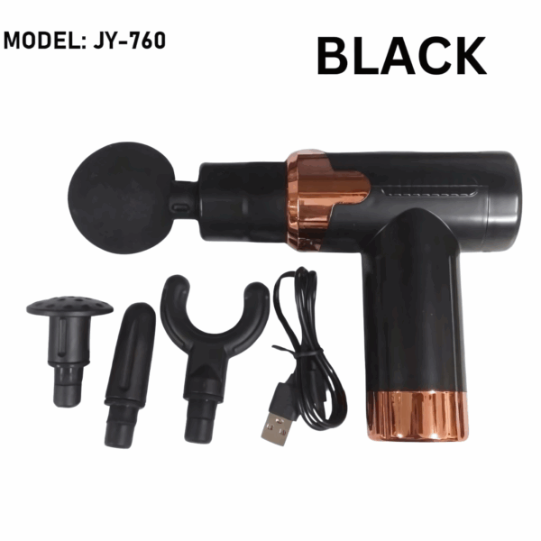 Jy-760 Mini Massage Gun Muscle Massager Portable Ultra Massage Heads Usb C Charging Port Massage Gun (black) - Image 2
